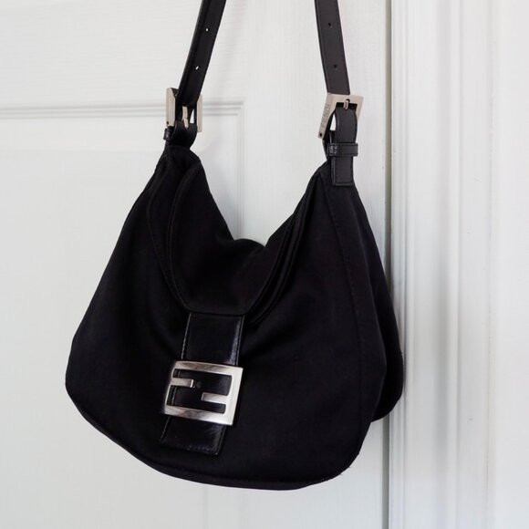 Fendi Handbags - Authentic Preowned Fendi Black Nylon Baguette Shoulder Bag